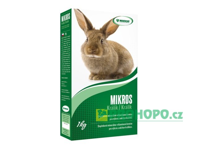 Mikros Králík - K 1kg, doplňkové minerální krmivo s vitamíny pro výkrm a odchov králíků