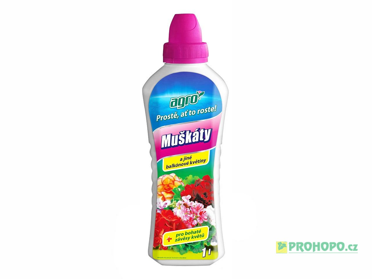 AGRO Kapalné hnojivo pro muškáty a jiné balkonové květiny 1l - Prostě, ať to roste!
