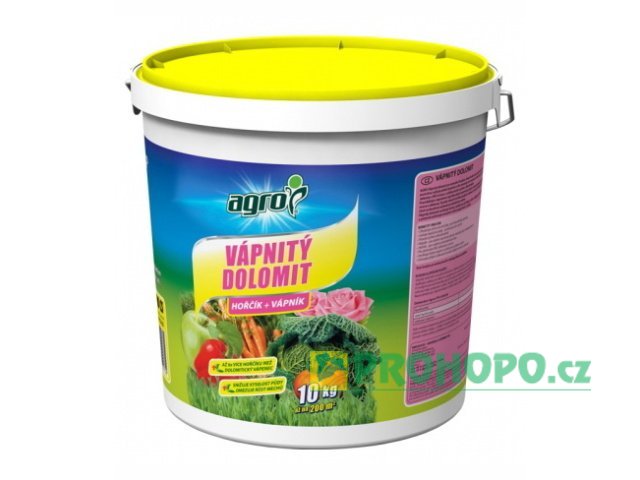 AGRO Vápnitý dolomit 10kg kbelík - pro snížení kyselosti půdy