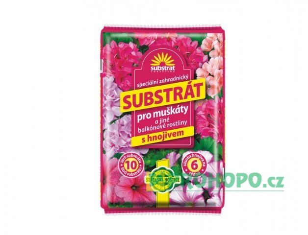 FORESTINA Hoštický Substrát pro muškáty a balkonové rostliny 10l - obohacený hnojivem NPK