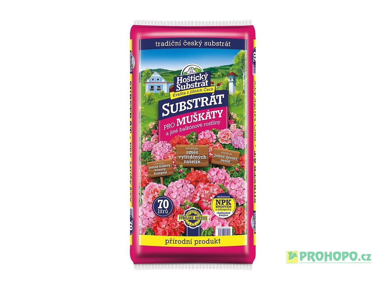 FORESTINA Hoštický Substrát pro muškáty a balkonové rostliny 70l - obohacený hnojivem NPK