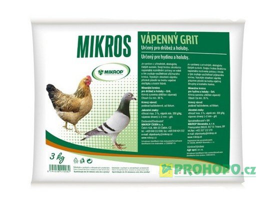 MIKROP Vápenný grit - VPC GB 3kg - pro tvorbu vaječné skořápky
