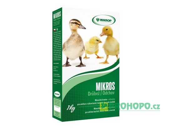 Mikros Drůbež - VDV 1kg, doplňkové minerální krmivo s vitamíny pro výkrm a odchov kuřat drůbeže