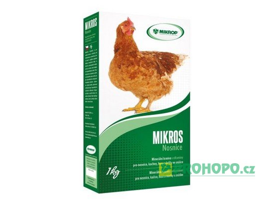 Mikros Nosnice - VDN 1kg, doplňkové minerální krmivo pro nosnice, kachny, husy a krůty ve snášce