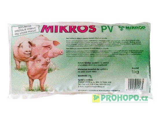 Mikros PV 1kg, doplňkové minerální krmivo pro výkrm prasat