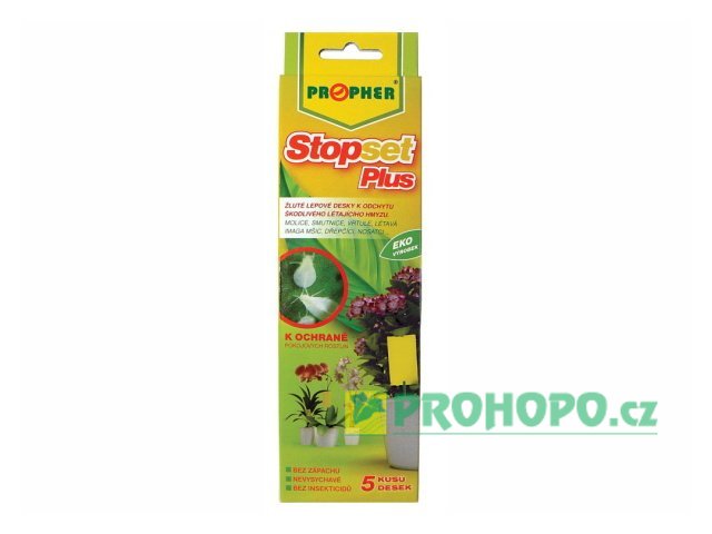 PROPHER Stopset Plus - žluté lepové desky 5ks. [20x6cm] - proti škodlivému létajícímu hmyzu