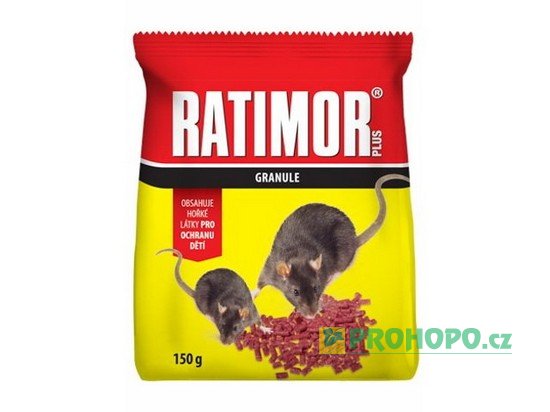 Ratimor Plus granule 150g - granulovaná deratizační nástraha do suchého prostředí