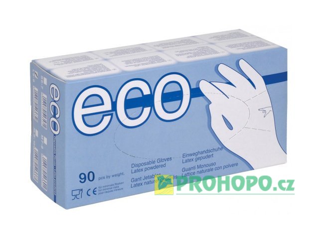 Rukavice ECO Latex A90891 jednorázové XL 9-10" [90 kusů], pudrované