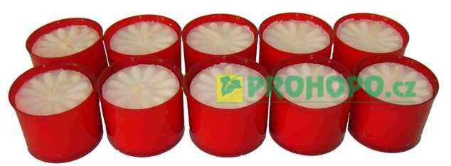Svíčka hřbitovní kalíšek červený 26g 10ks.