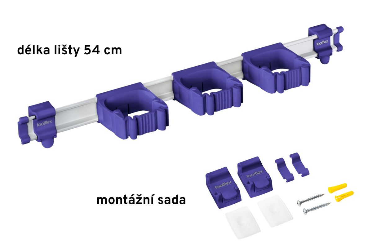 Fialová sada Toolflex One 54 cm a 3 držáky