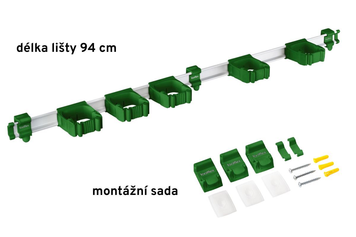 Zelená sada Toolflex One 94 cm a 5 držáků