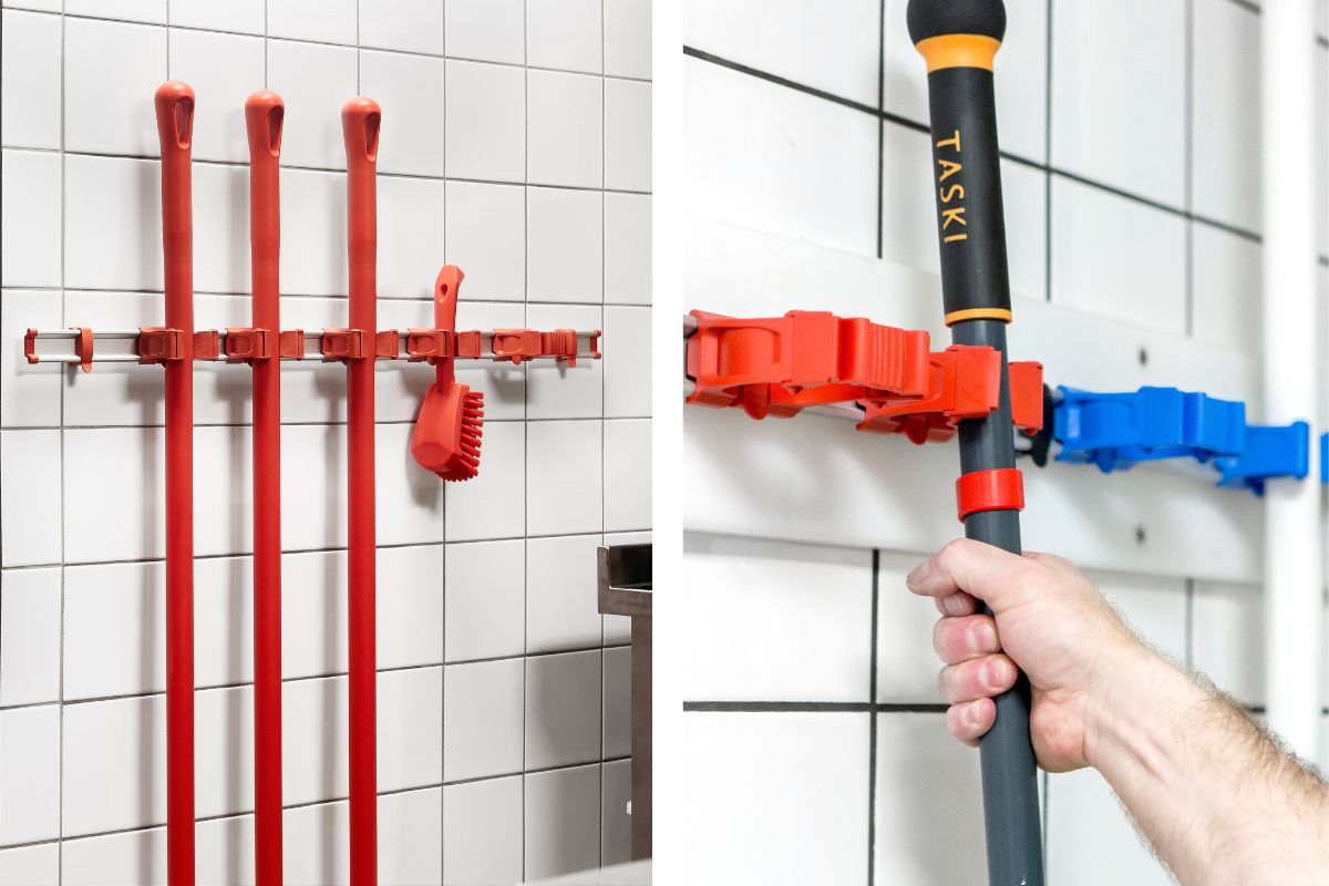 Červený držák pro úklid Toolflex One